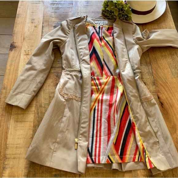 VIA SPIGA Sand Faux Leather Trim Water Repellent Soft Shell Parka Coat PP - Picture 5 of 15